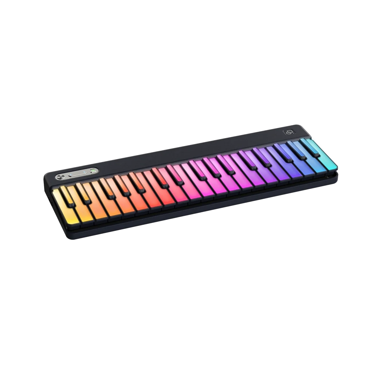 Black PartyKeys 36-Key keyboard, angled view